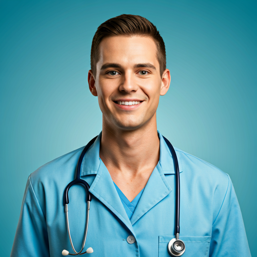 medical professional with stethoscope around neck smiling